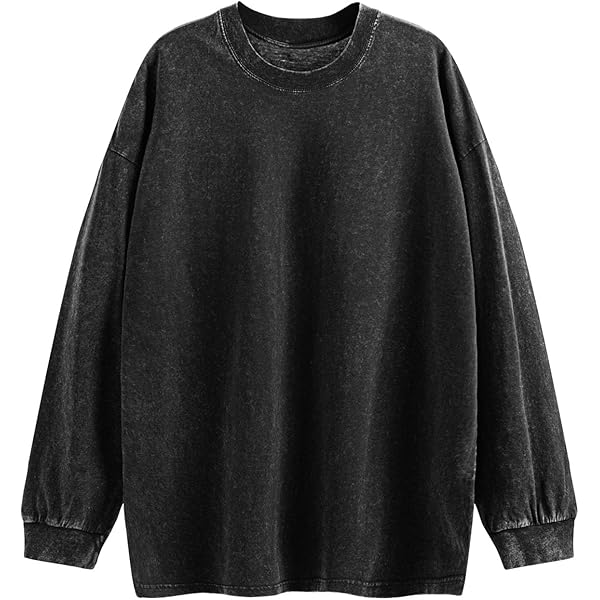 Bobeutou Vintage Oversized Crew Neck Sweatshirt for Men Long